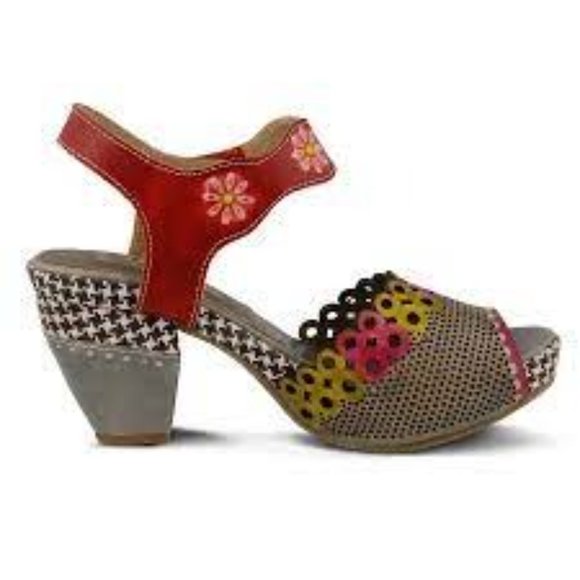 Spring Step Jacinta GRYM Block Heel Funky Retro Ankle Strap w Contrasting Detail - Picture 2 of 6